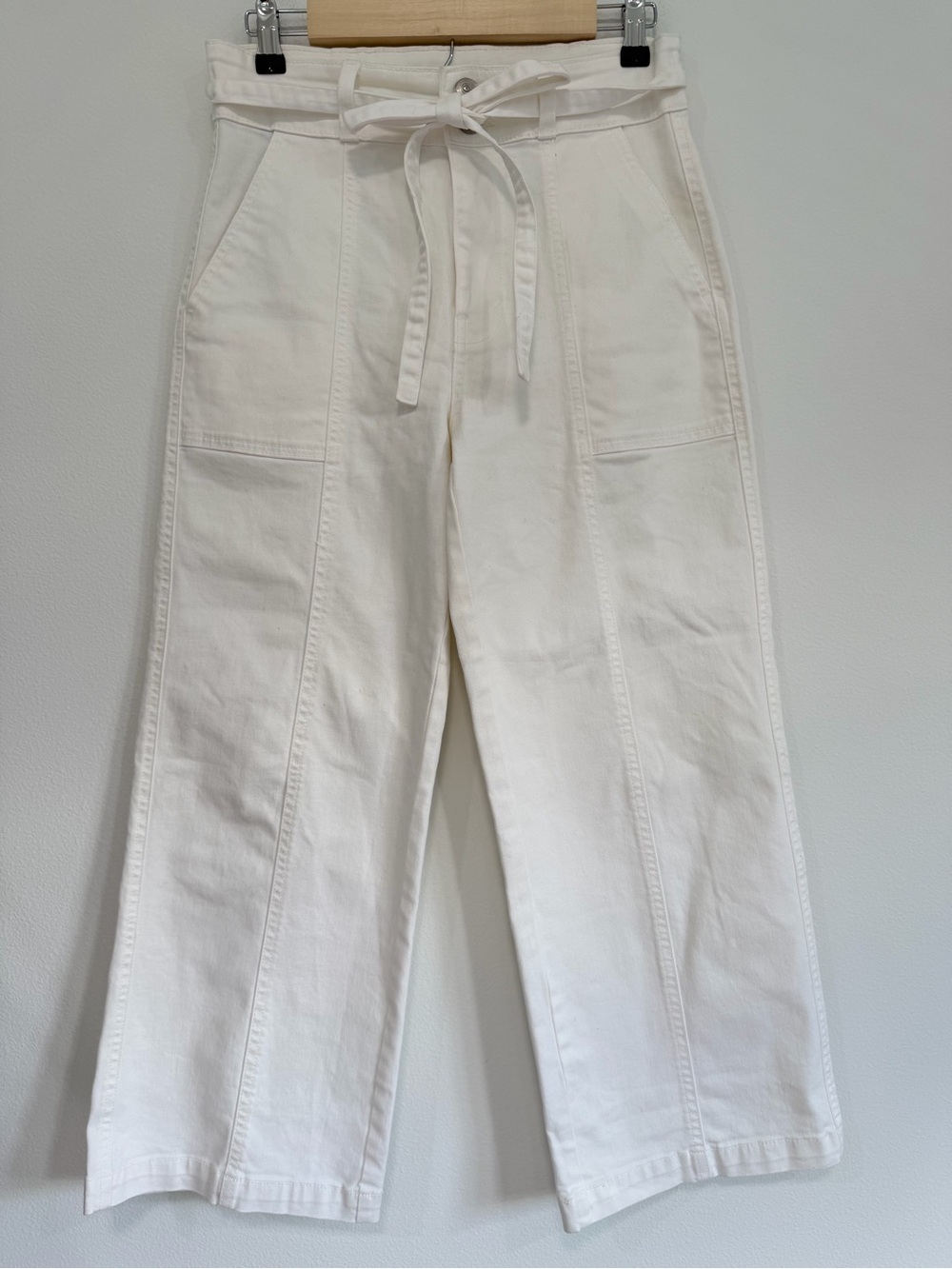 Hudson Wide Leg Pants White Coastal Resort High Rise Relaxed Casual Size 8 - Picture 4 of 7